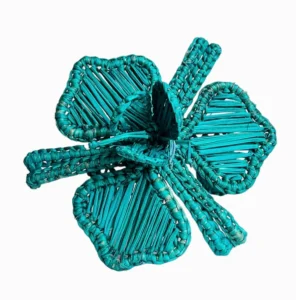 Lot de ronds de serviette Flora Vert d'eau