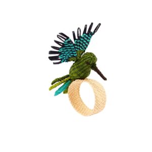 Lot de ronds de serviette Tara Oiseau vert