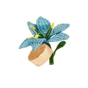 Lot de ronds de serviette Tara Fleur bleue