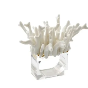 Lot de ronds de serviette Coral Blanc