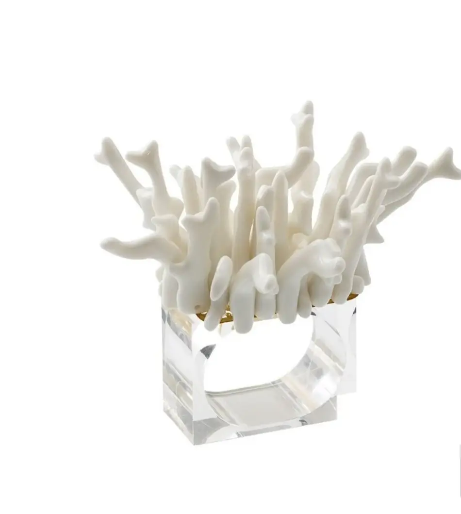 Lot de ronds de serviette Coral Blanc