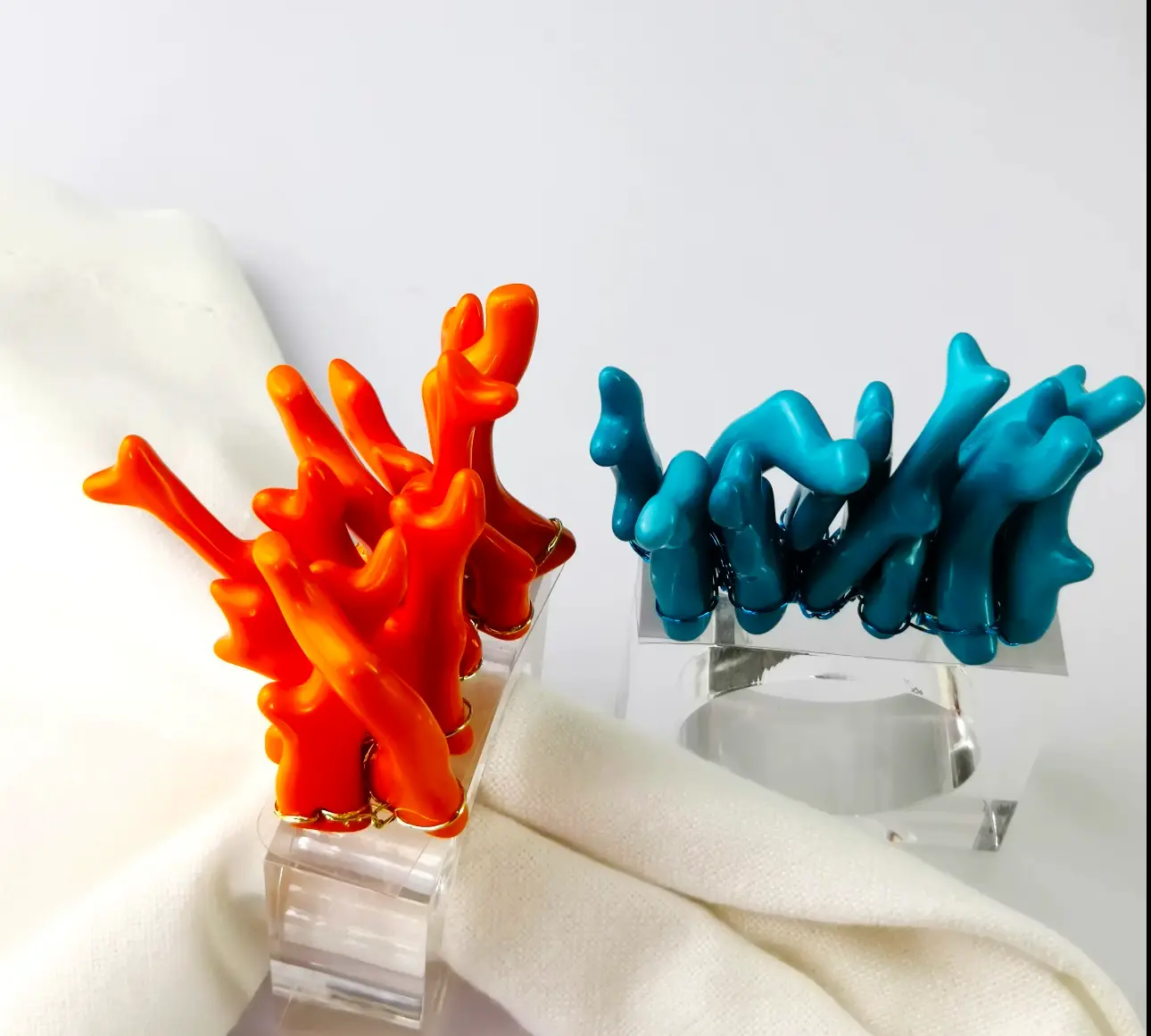 Lot de ronds de serviette Coral Orange