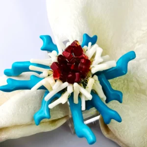 Lot de ronds de serviette Alga Bleu et rouge